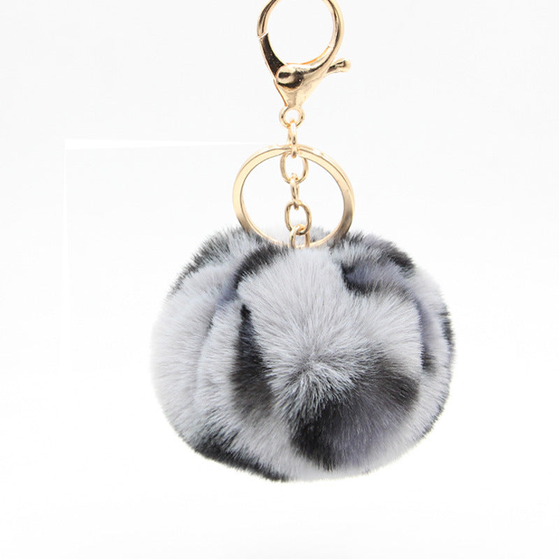 Wholesale Polyester Leopard Fur Ball Keychain